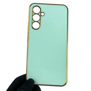 Чохол для Samsung Galaxy A54 5G SM-A546E глянсовий із золотою окантовкою із захистом камери на самсунг а54 бірюзовий 0000113 фото