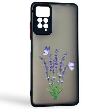 Чохол для телефона Xiaomi Redmi Note 12 Pro 4G с 3D принтом лаванда з метеликами із захистом камери чорний 0059331 фото