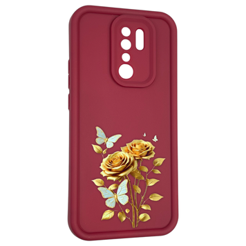 Чохол силіконовий Soft Touch з 3D принтом жіночим для Xiaomi Redmi 9 бордовий (Повний захист камери) 0042967 фото