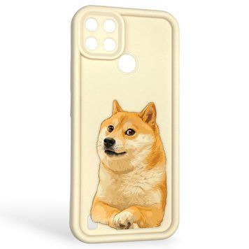 Чохол силіконовий оригінальний Soft Touch з 3D принтом мему сібу для Realme C21Y молочний (Повний захист камери) 0047415 фото