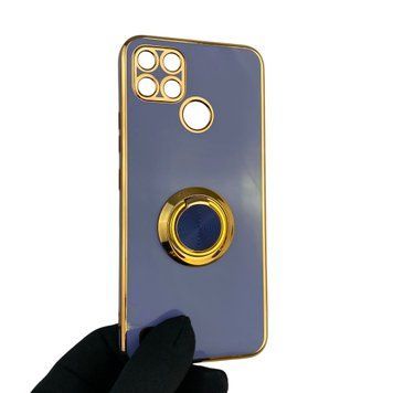 Чохол для Realme C21Y з кільцем-підставкою із золотою окантовкою на реалмі с21у синій gs1 0020506 фото