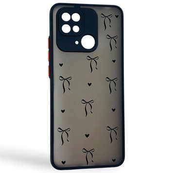 Чехол для телефона Xiaomi Redmi 10C с 3D принтом бантики с сердцами с высокими бортами черный 0059381 фото
