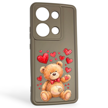 Чехол силиконовый оригинальный Soft Touch с 3D принтом милый мишка для Xiaomi Poco M6 Pro 4G коричневый (Полная защита камеры) 0043834 фото