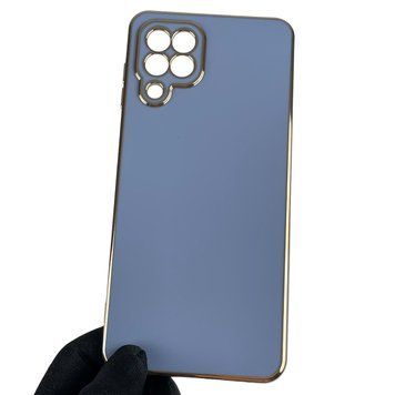 Чехол для Samsung Galaxy M22 4G (SM-M225F) с золотой окантовкой с защитой камеры на самсунг м22 синий 0008287 фото