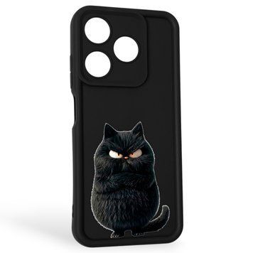 Чохол силіконовий Soft Touch з 3D принтом злого кота для TECNO Spark 10 (KI5q) чорний (Повний захист камери) 0047209 фото