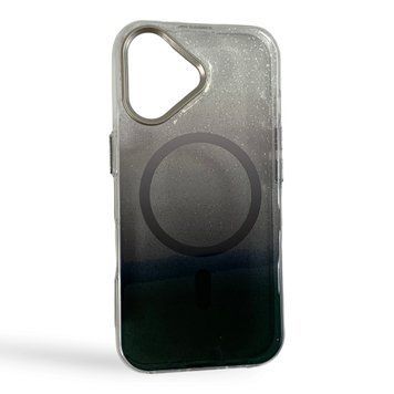 Чехол MagSafe для Apple iPhone 16 черный (прозрачный с блёстками, градиент) 0063926 фото