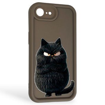 Чохол силіконовий Soft Touch з 3D принтом злого кота для Apple iPhone 16e коричневий (Повний захист камери) 0047154 фото