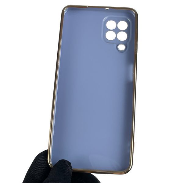 Чехол для Samsung Galaxy M22 4G (SM-M225F) с золотой окантовкой с защитой камеры на самсунг м22 синий 0008287 фото