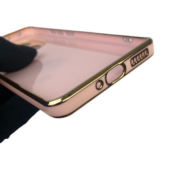 Чехол для Xiaomi Redmi Note 14 Pro 5G с кольцом MagSafe с золотой окантовкой на редми нот 14 про пудровый gs1 0022660 фото