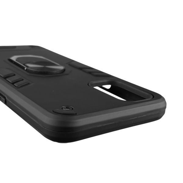 Чохол для телефона OPPO A92 броньований з магнітним кільцем-тримачем на оппо а92 чорний 0025672 фото