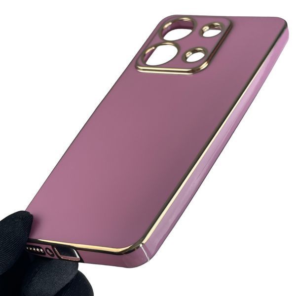 Чохол для Xiaomi Redmi Note 13 4G глянсовий із золотою окантовкою із захистом камери на сяомі редмі нот 13 4г 0008394 фото