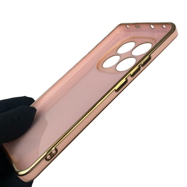 Чехол для Xiaomi Redmi Note 14 Pro 5G с кольцом MagSafe с золотой окантовкой на редми нот 14 про пудровый gs1 0022660 фото