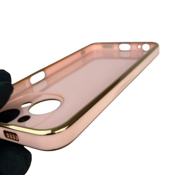 Чохол для Tecno Spark Go 2025 (KL4) глянцевий з кільцем MagSafe із золотою окантовкою на техно спарк го 2025 пудровий gs1 0022876 фото