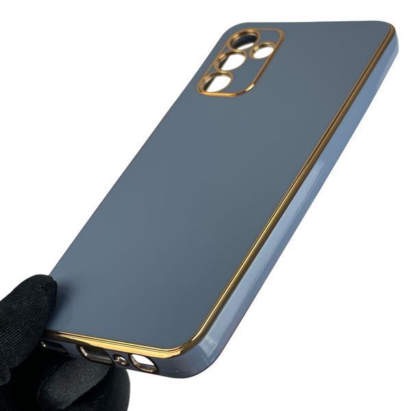 Чохол для Samsung Galaxy A04s SM-A047F глянсовий із золотою окантовкою із захистом камери на самсунг а04с синій 0000013 фото