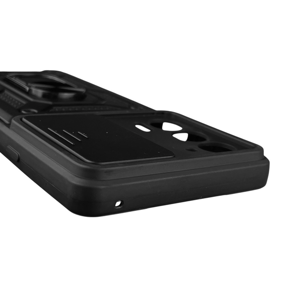Чехол для Motorola Edge 20 бронированный с кольцом со шторкой на моторола едж 20 чёрный rg1 0015628 фото