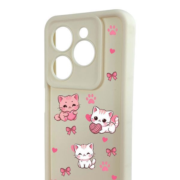 Чохол силіконовий Soft Touch з 3D принтом милі кошенята з лапками для TECNO Spark Go 2024 (BG6) Молочний (Повний захист камери) 0059610 фото