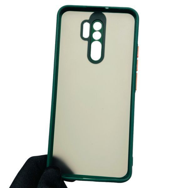 Чохол для Xiaomi Redmi 9 протиударний матовий напівпрозорий з високими бортами із захистом камери на сяомі редмі 9 зелений 0000313 фото