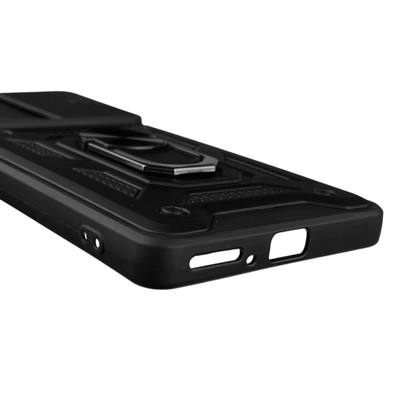 Чехол для Motorola Edge 20 бронированный с кольцом со шторкой на моторола едж 20 чёрный rg1 0015628 фото