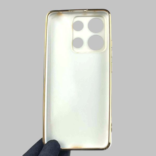 Чохол для Xiaomi Redmi Note 13 4G жіночий із золотою окантовкою із захистом камери на сяомі редмі нот 13 4г білий 0012215 фото