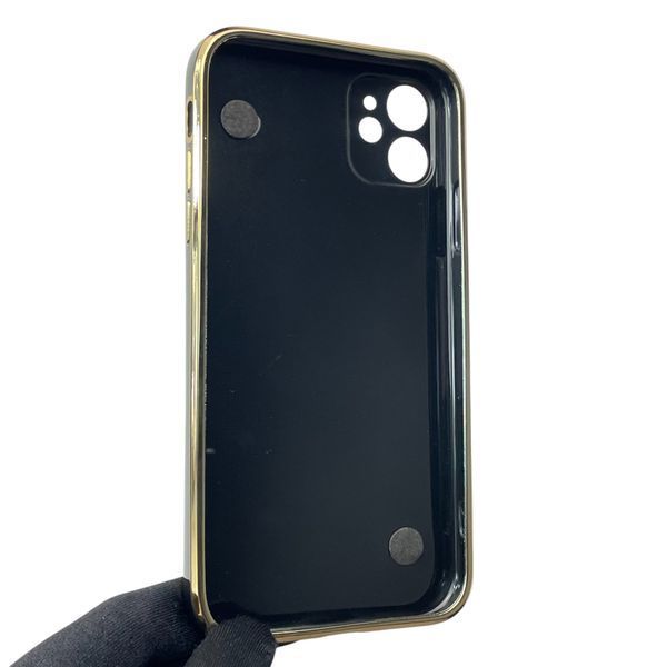 Чохол для телефона Apple iPhone 11 жіночій із ремінцем з прикрасами та золотою окантовкою на айфон 11 чорний gs1 0016186 фото