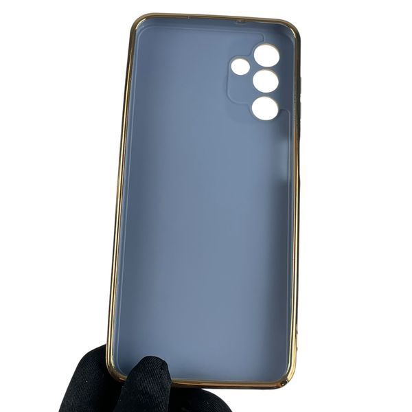 Чохол для Samsung Galaxy A04s SM-A047F глянсовий із золотою окантовкою із захистом камери на самсунг а04с синій 0000013 фото