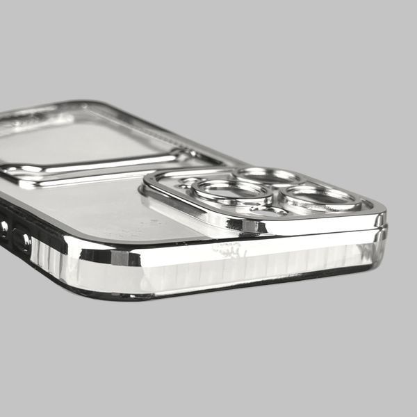 Чохол для Apple iPhone 15 Pro Max зі срібною окантовкою з кишенькою для карток на айфон 15 про макс срібний 0013025 фото