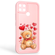 Чехол силиконовый оригинальный Soft Touch с 3D принтом милый мишка для Realme C21Y розовый (Полная защита камеры) 0043318 фото 1