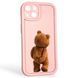 Чохол силіконовий оригінальний Soft Touch з 3D принтом кумедний тед ведмідик для Apple iPhone 13 рожевий (Повний захист камери) 0048401 фото 1