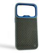 Чехол Kajsa Carbon Fiber для iPhone 17 Pro синий Blue Mix (MagSafe, металлическое кольцо камеры, премиум)
