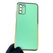 Чехол для Samsung Galaxy A03s (SM-A037F) женский с золотой окантовкой с защитой камеры на самсунг A03с мятный