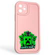 Чехол силиконовый Soft Touch с 3D принтом Майнкрафт для Apple iPhone 12 розовый (Полная защита камеры)