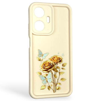 Чехол силиконовый Soft Touch с 3D принтом женским для Realme C55 молочный (Полная защита камеры) 0042590 фото
