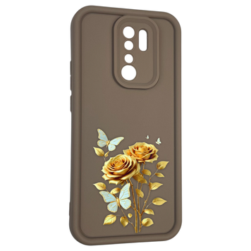 Чохол силіконовий Soft Touch з 3D принтом жіночим для Xiaomi Redmi 9 коричневий (Повний захист камери) 0042968 фото