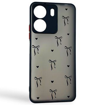 Чехол для телефона Xiaomi Redmi 13C с 3D принтом бантики с сердцами с высокими бортами черный 0059382 фото
