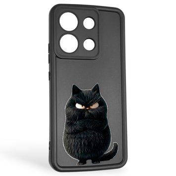 Чохол силіконовий оригінальний Soft Touch з 3D принтом злого кота для Xiaomi Redmi Note 13 4G чорний (Повний захист камери) 0046832 фото