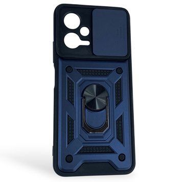 Чехол противоударный для Xiaomi Poco X5 5G с магнитной пластиной со шторкой на камере синий 0050844 фото