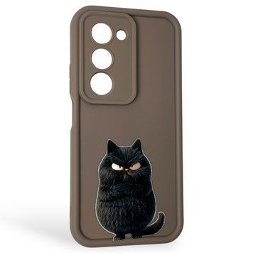 Чохол силіконовий Soft Touch з 3D принтом злого кота для Xiaomi Redmi 15 5G Global коричневий (Повний захист камери) 0047045 фото