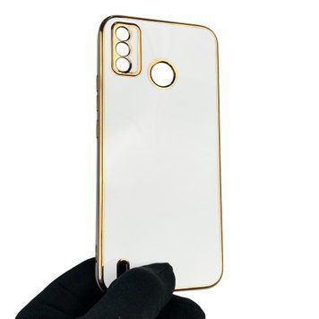 Чохол для Tecno Spark 6 Go (KE5) глянцевий із захистом камери із золотою окантовкою на техно спарк 6 го білий gs1 0019836 фото