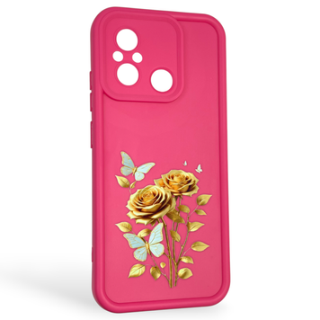 Чехол силиконовый Soft Touch с 3D принтом женским для Xiaomi Poco C55 малиновый (Полная защита камеры) 0042912 фото