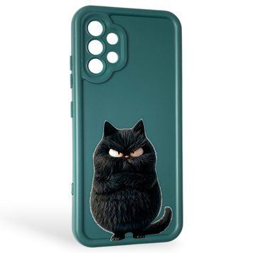 Чехол силиконовый оригинальный Soft Touch с 3D принтом злой котик для Samsung Galaxy A32 4G (SM-A325F) темно-зеленый (Полная защита камеры) 0046481 фото