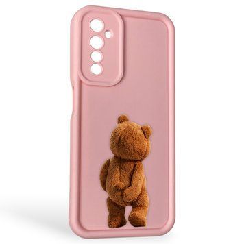 Чехол силиконовый Soft Touch с 3D принтом смешного теда мишки для Realme 6 розовый (Полная защита камеры) 0049162 фото