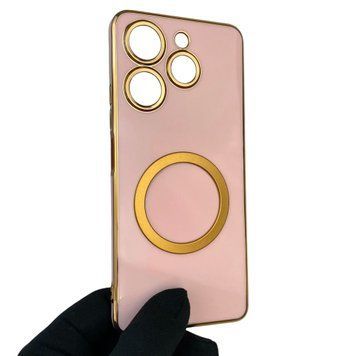 Чехол для TECNO Spark 10 Pro KI7 с кольцом MagSafe с золотой окантовкой на техно спарк 10 про пудровый gs1 0022461 фото