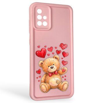 Чехол силиконовый Soft Touch с 3D принтом милый мишка для Samsung Galaxy A71 (SM-A715F) розовый (Полная защита камеры) 0044817 фото
