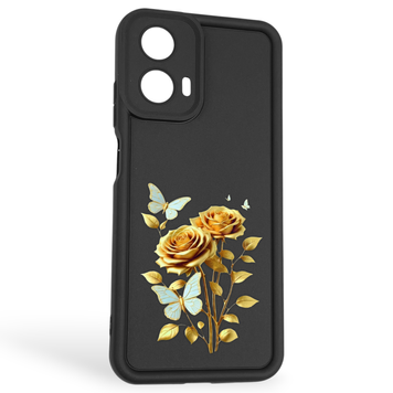 Чехол силиконовый Soft Touch с 3D принтом женским для Motorola E14 черный (Полная защита камеры) 0042490 фото
