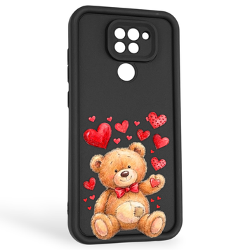 Чохол силіконовий оригінальний Soft Touch з 3D принтом милий ведмедик для Xiaomi Redmi Note 9 чорний (Повний захист камери) 0043900 фото
