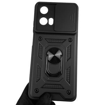 Чехол для Motorola Moto G04 (XT2421-2) бронированный с кольцом со шторкой на камеру на моторола г04 чёрный 0004177 фото