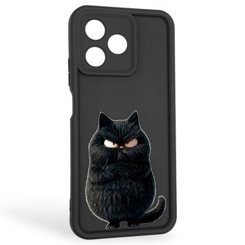 Чохол силіконовий оригінальний Soft Touch з 3D принтом злого кота для Realme Note 50 чорний (Повний захист камери) 0046330 фото