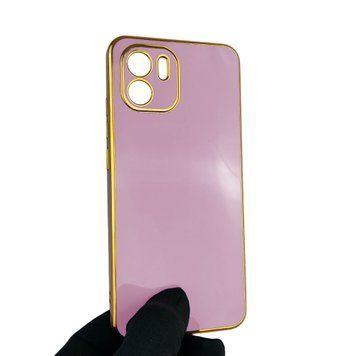 Чохол для Xiaomi Redmi A1 глянцевий із захистом камери із золотою окантовкою на сяомі редмі а1 чорничний gs1 0019959 фото