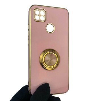 Чохол для Xiaomi Redmi 10A з кільцем-підставкою із золотою окантовкою на сяомі редмі 10а пудровий gs1 0021208 фото