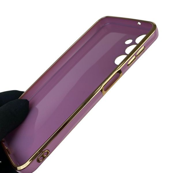 Чохол для Samsung Galaxy A14 4G (SM-A145F) з кільцем-підставкою із золотою окантовкою на самсунг а14 чорничний gs1 0020578 фото